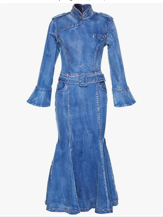 STYLEWE Light Blue Denim Dress with Label Detail. Size Large - Picture 1 of 11